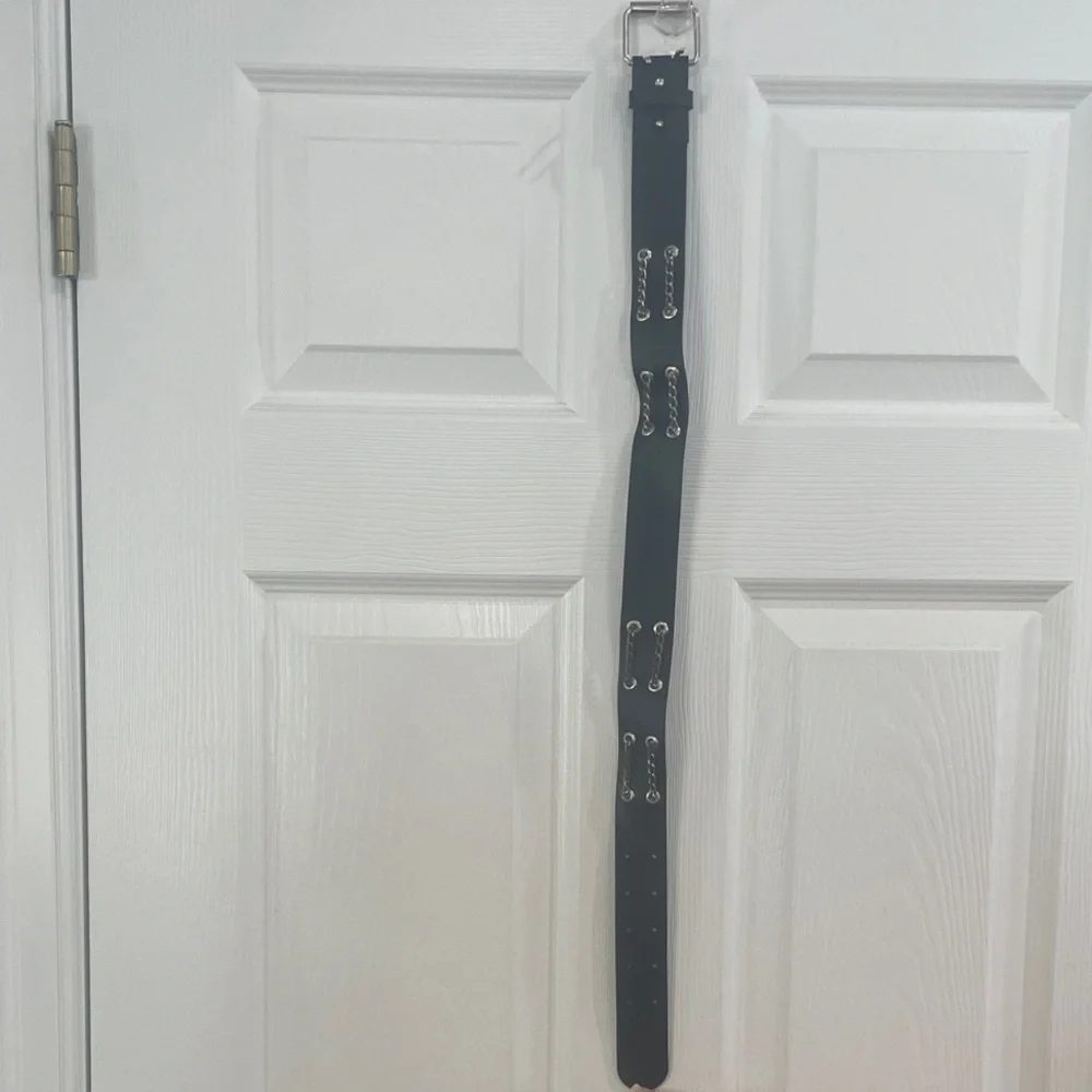 Vintage Y2K adjustable Black Belt with studded Chain Detail girls